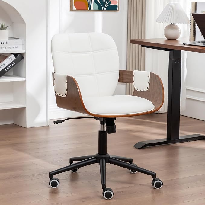 Mid-Century Faux Leather Desk Chair