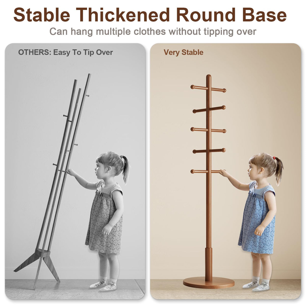 Adjustable Wood Tree Coat Rack