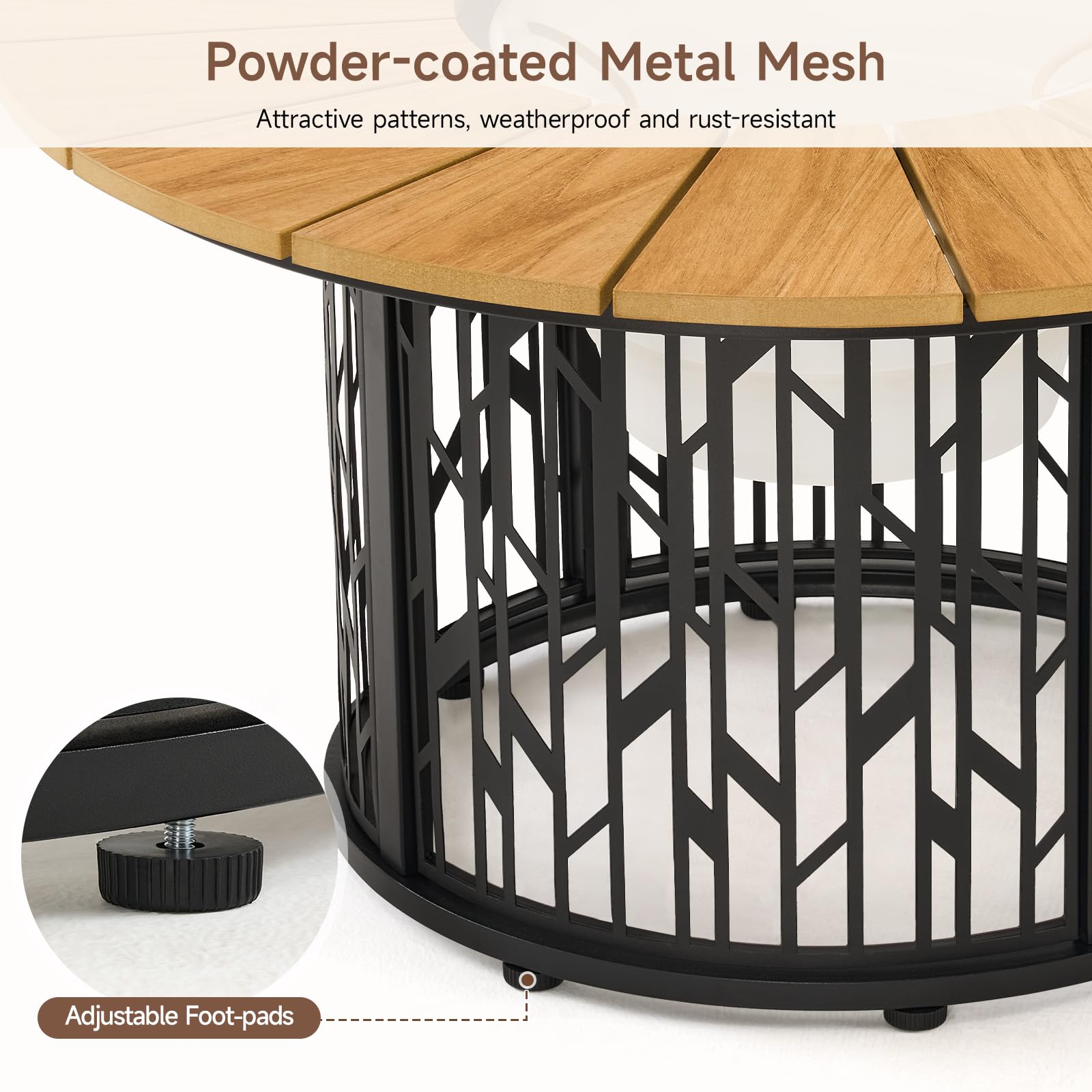 Solar Outdoor Coffee Table with Ice Bucket & LED Light