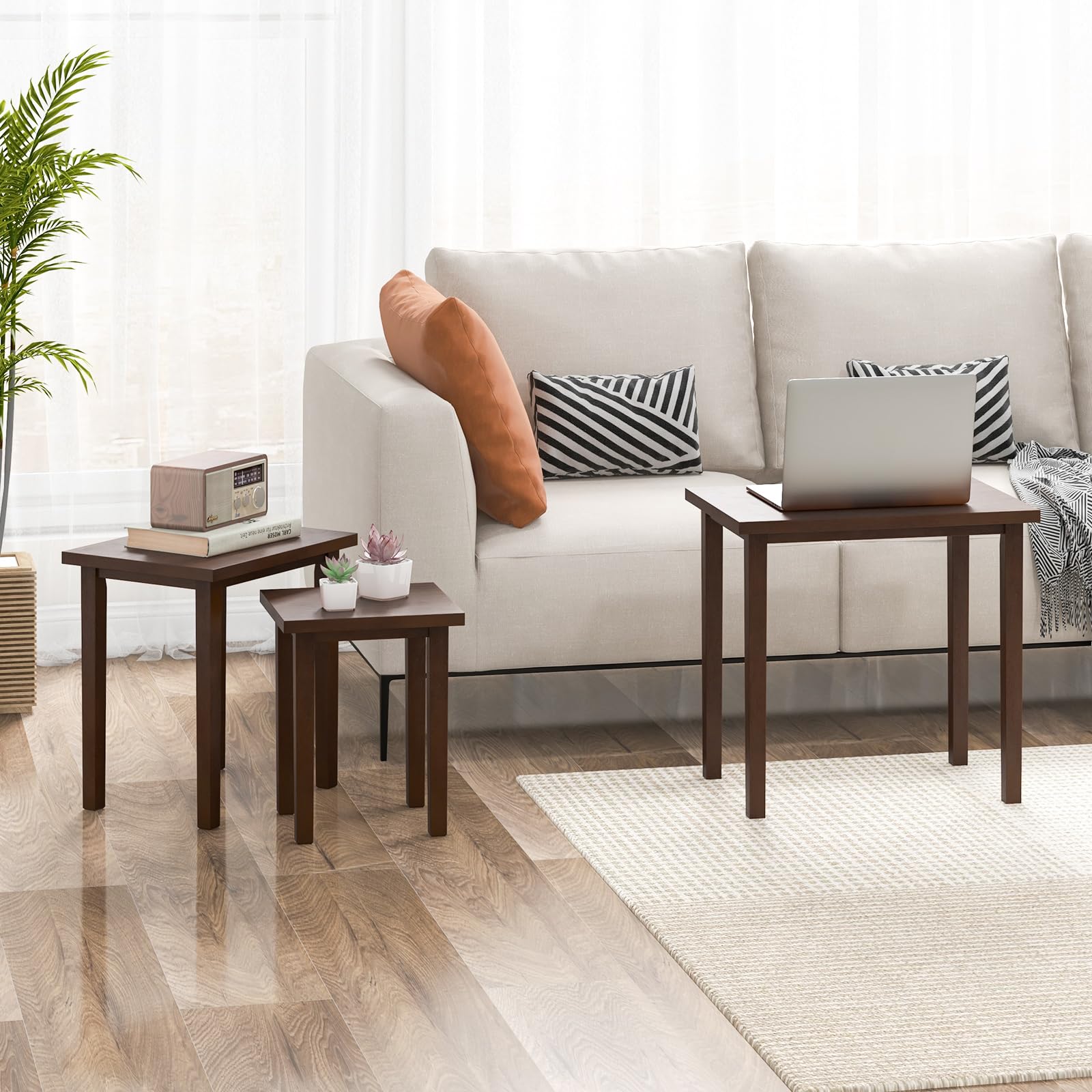 Nesting Tables Set of 3 – Farmhouse Stacking Side Tables