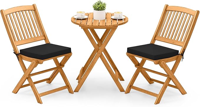 Folding Acacia Wood Bistro Set