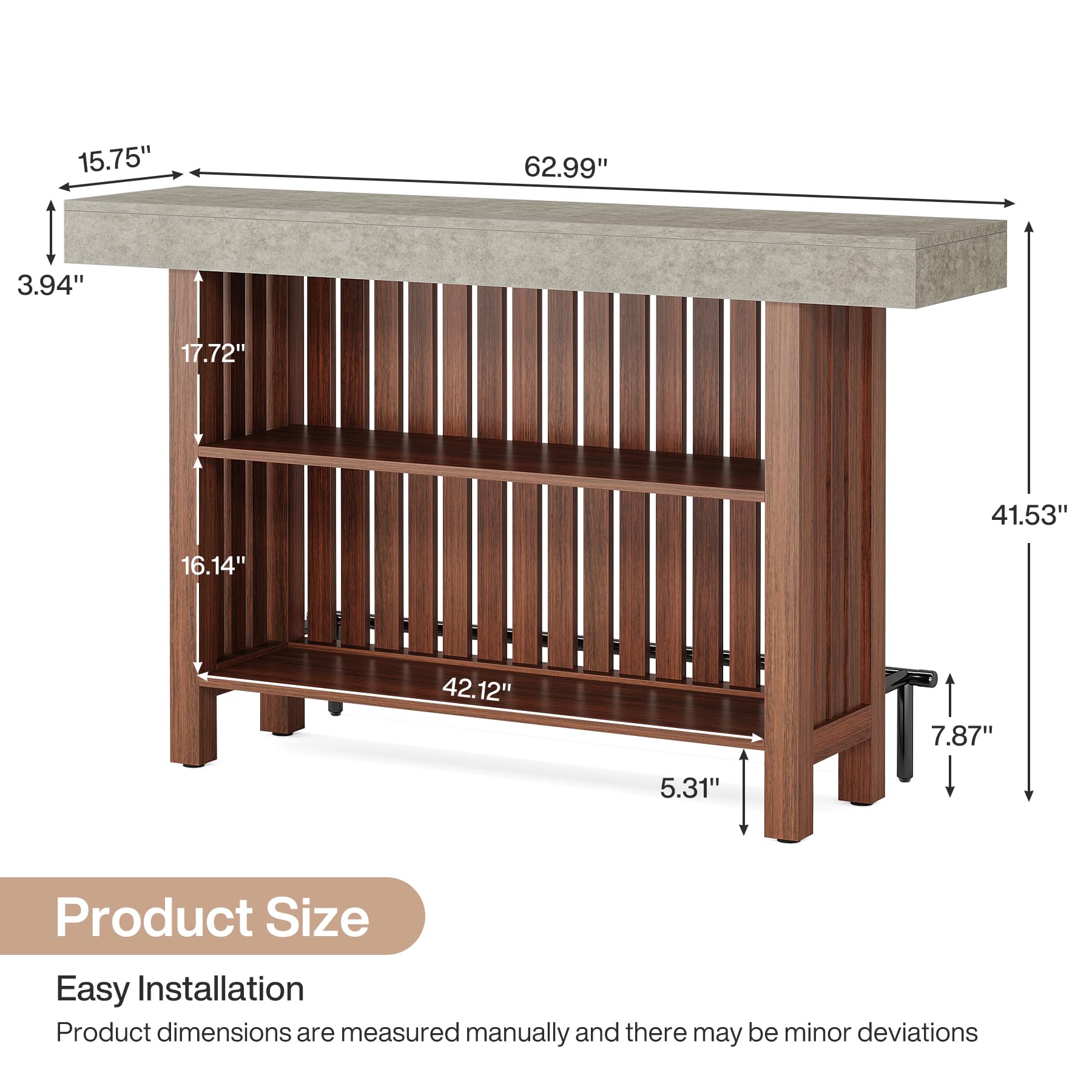 Tribesigns 63-Inch Large Home Bar Unit, 2-Tier Mini Bar Table, Height Pub Table with Footrest, Modern Coffee Bar Cabinet for Home Kitchen, Bistro, Dining Room, Living Room