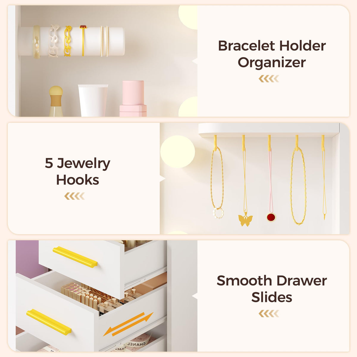 11-Drawer RGB Makeup Vanity with Mirror