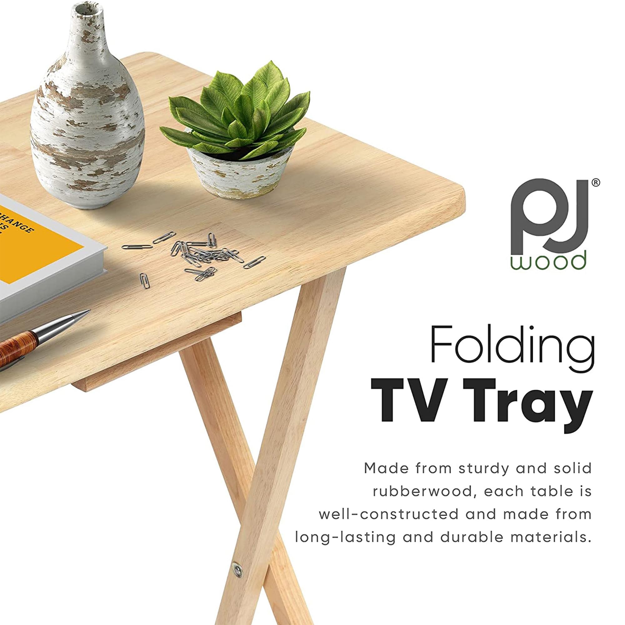 Folding TV Tray Tables Set of 7 with Storage Rack