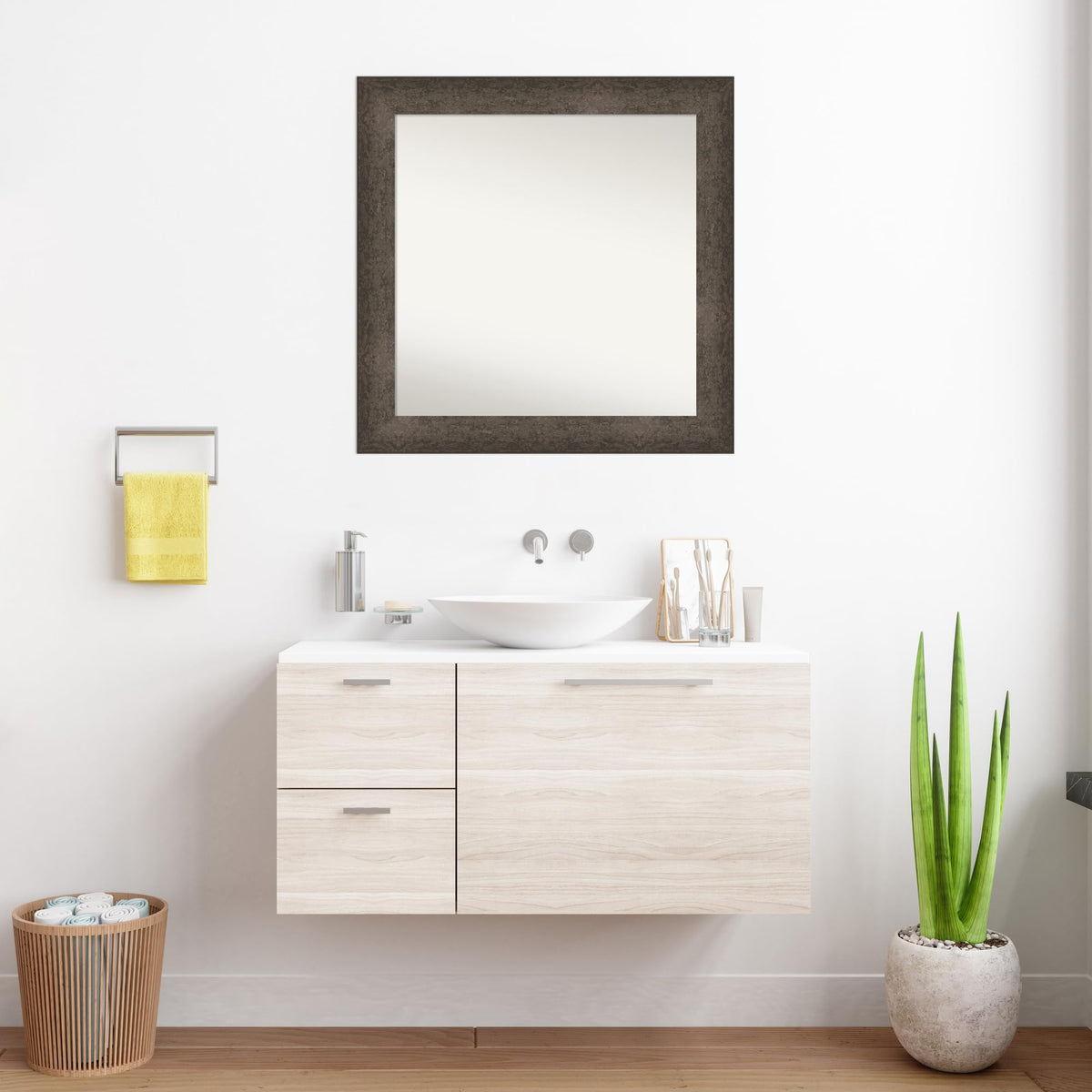 Amanti Art Bronze Wall & Bathroom Mirror for Over Sink, 29x29 Small Mirror