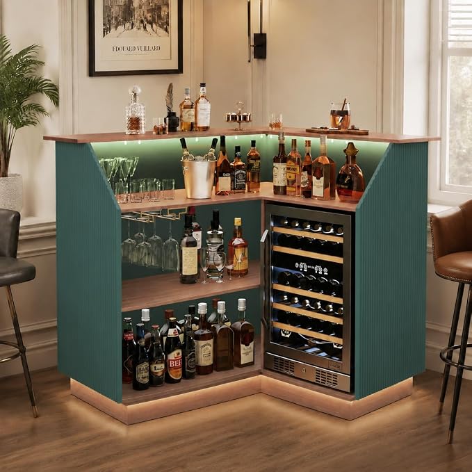 L-Shaped LED Home Bar Table