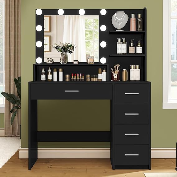 Vanity Desk with Mirror & LED Lights