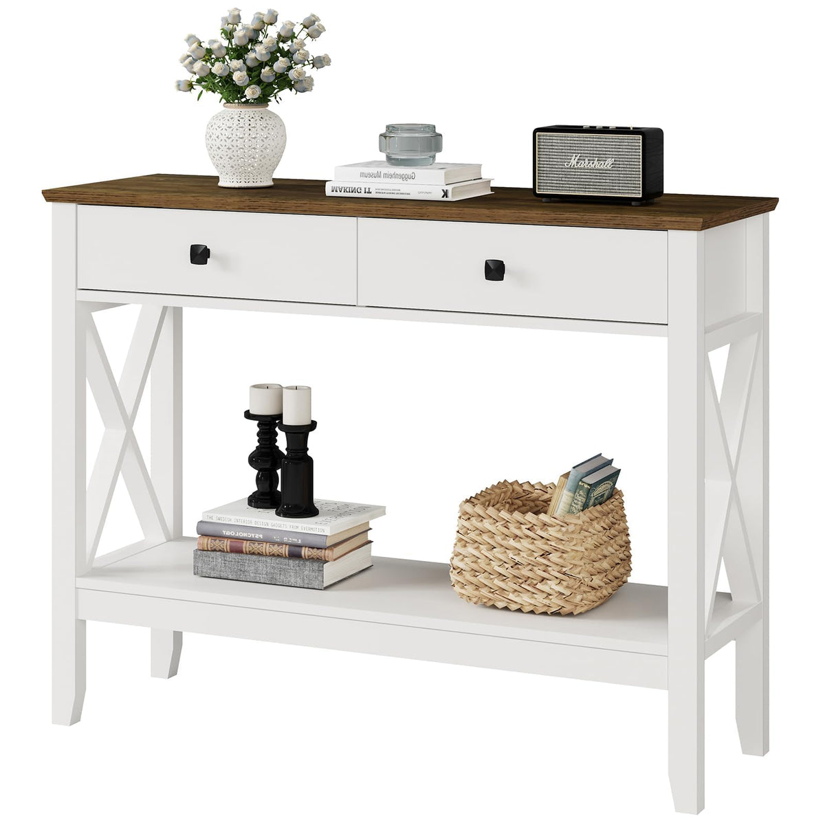 White Console Table with Drawers