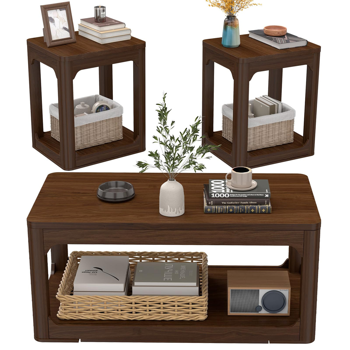 3-Piece Rounded Storage Table Set