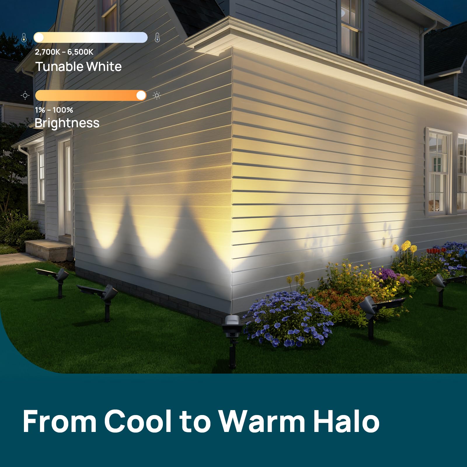 Solar Spotlight Outdoor – Dual-Ring, Color Changing, IP66 Waterproof