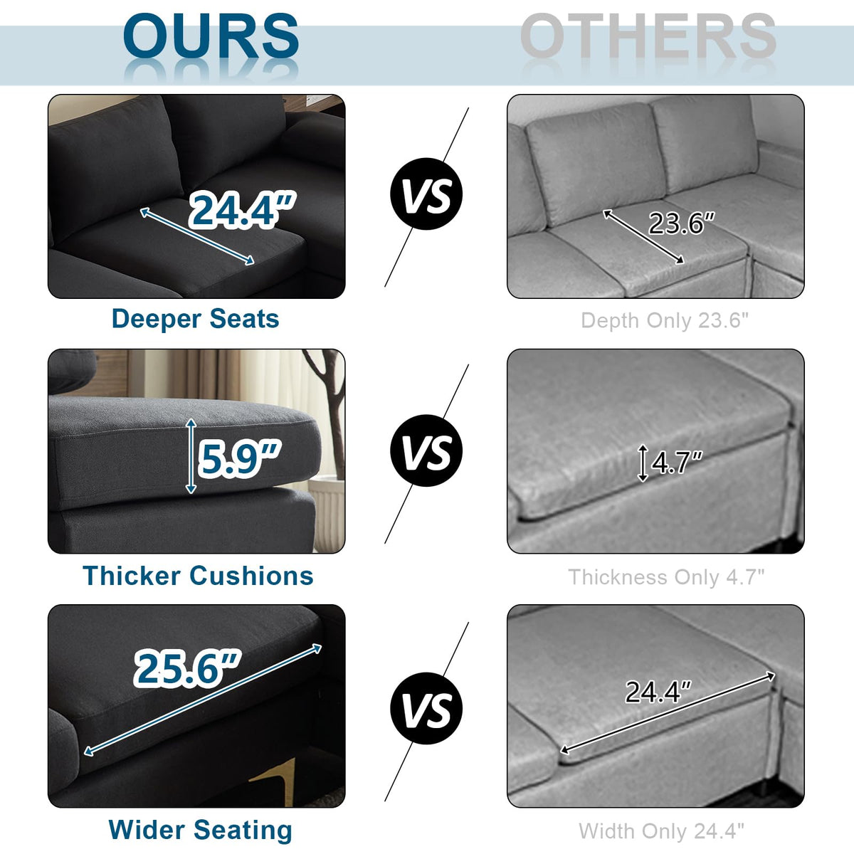 U-Shaped Linen Sectional Sofa