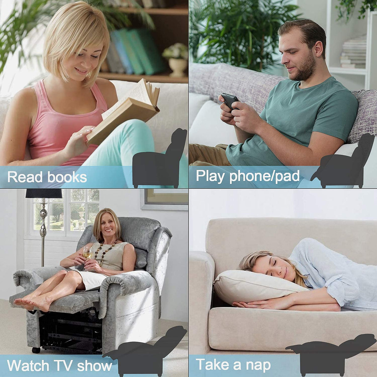 Furniwell Massage Recliner Chair for Living Room PU Leather Reclining Chair