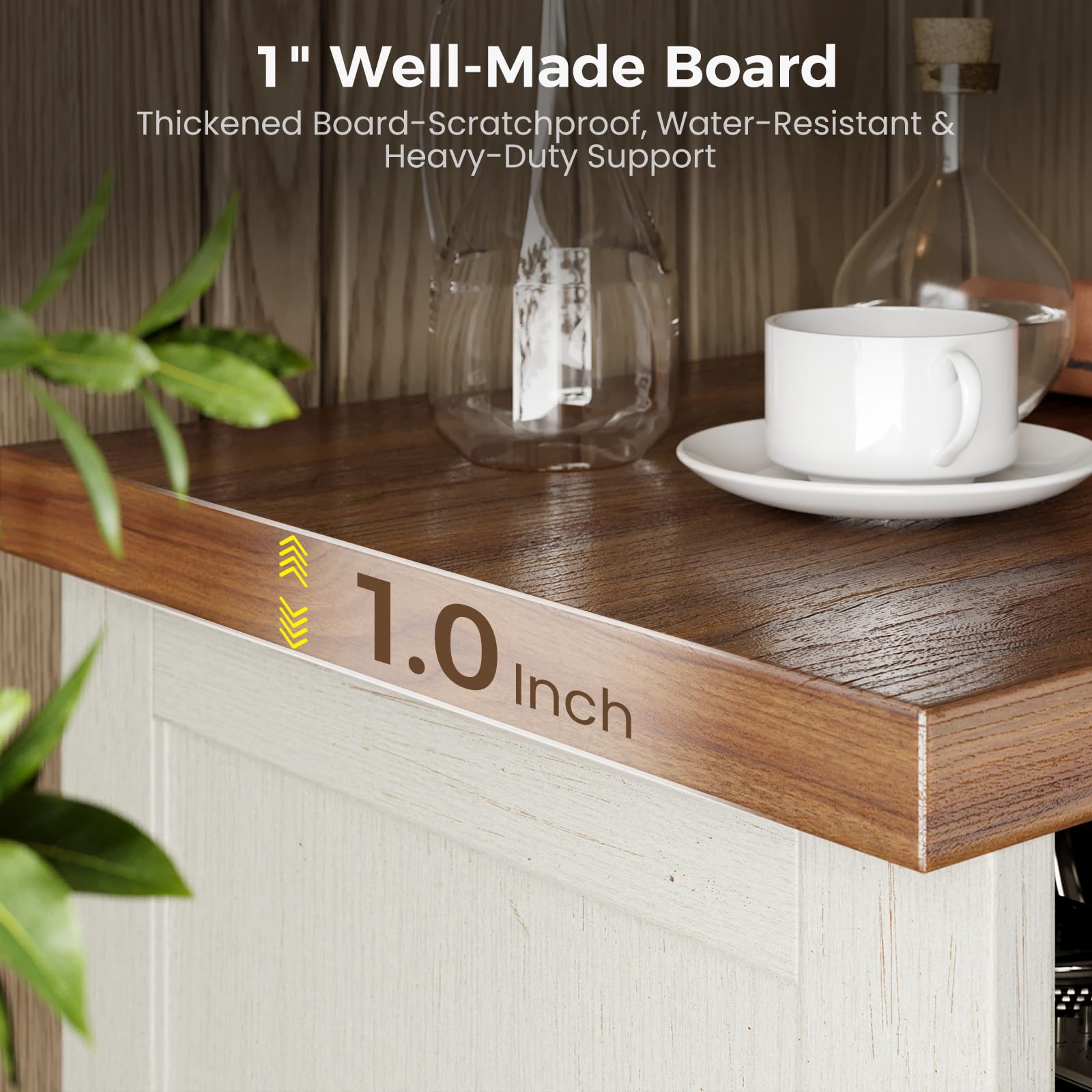 LED TV Stand with Power Outlet & Storage Cabinets