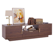 Mid-Century Modern Fluted TV Stand with Storage
