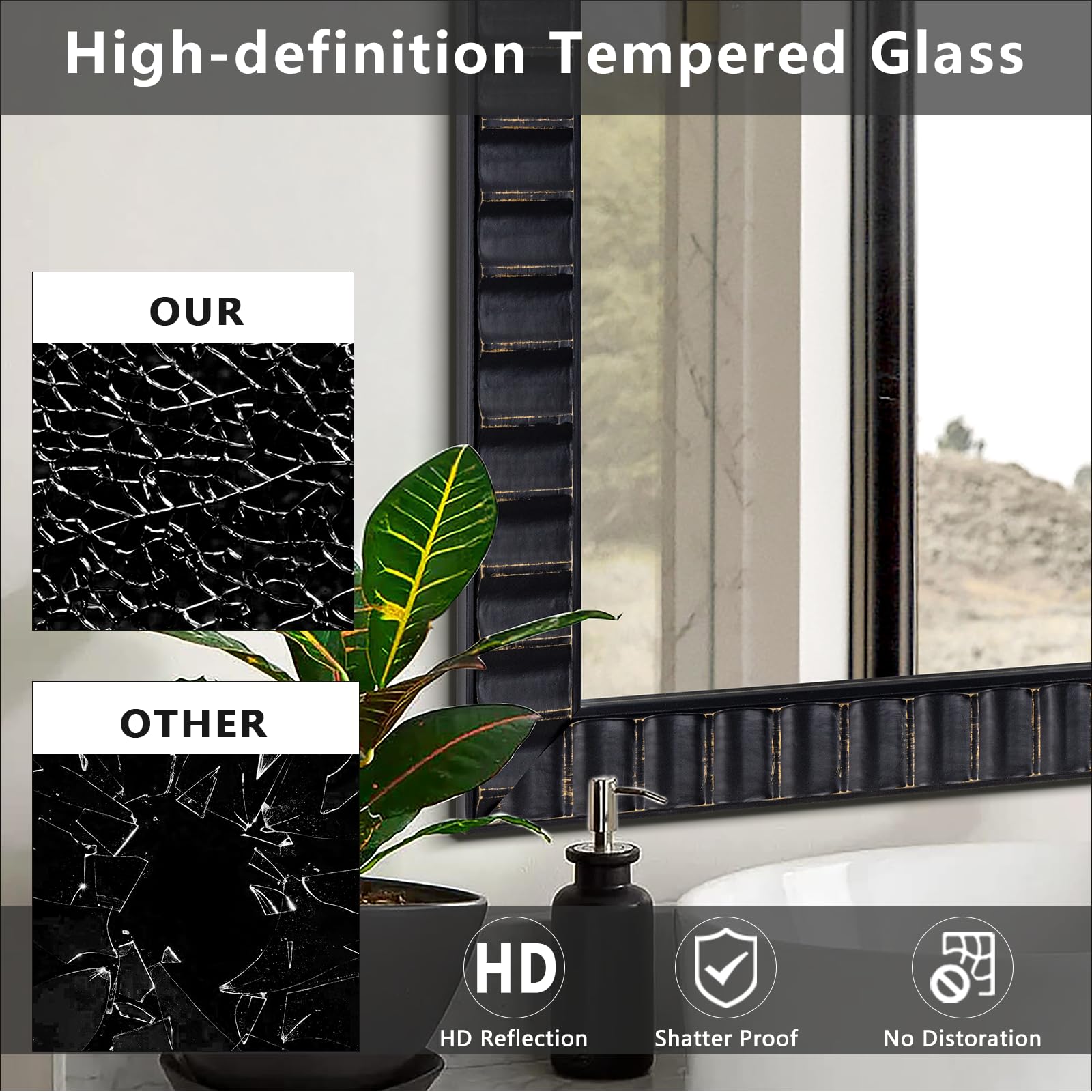 Rectangular Wood Frame Wall Mirror
