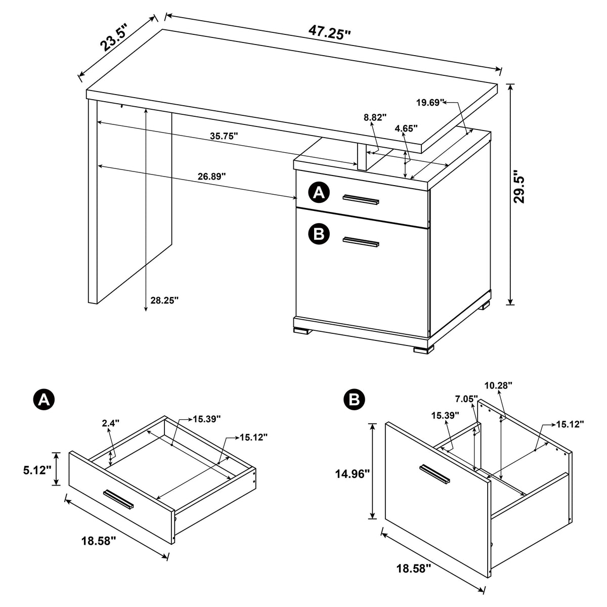 Coaster Irving 47-Inch 2-Drawer Computer Desk Cappuccino 800109