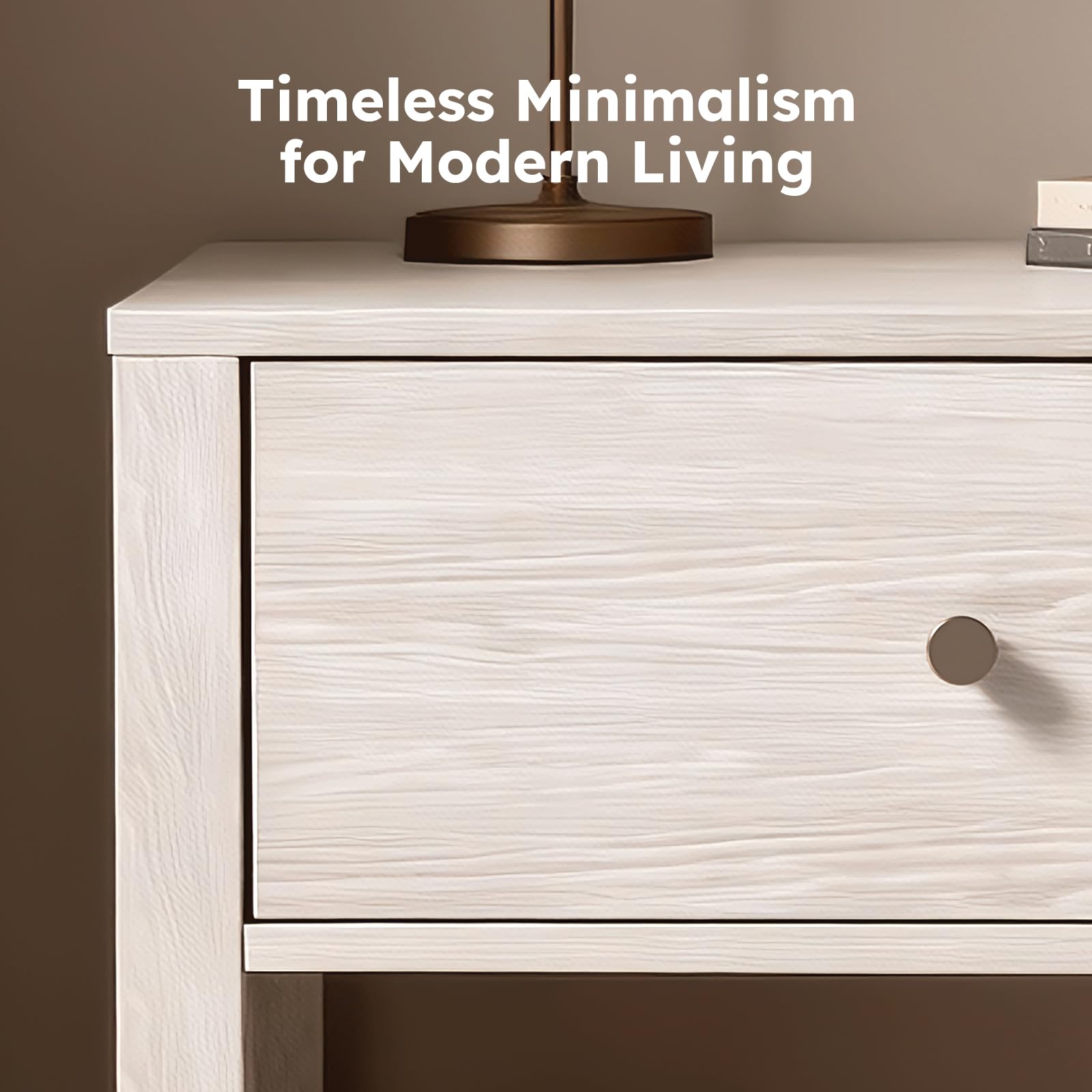 White Nightstand Set of 2 with Drawer & Storage Shelf