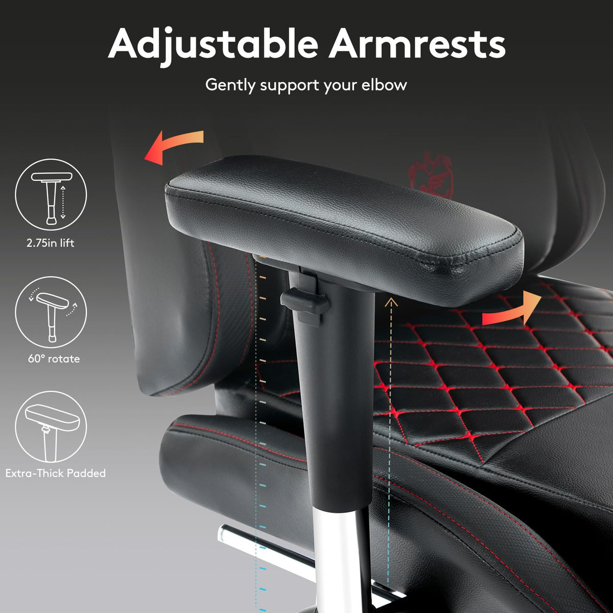 Morkprism Gaming Chair,Office Chair with Massage,Gel Pad,Black Red