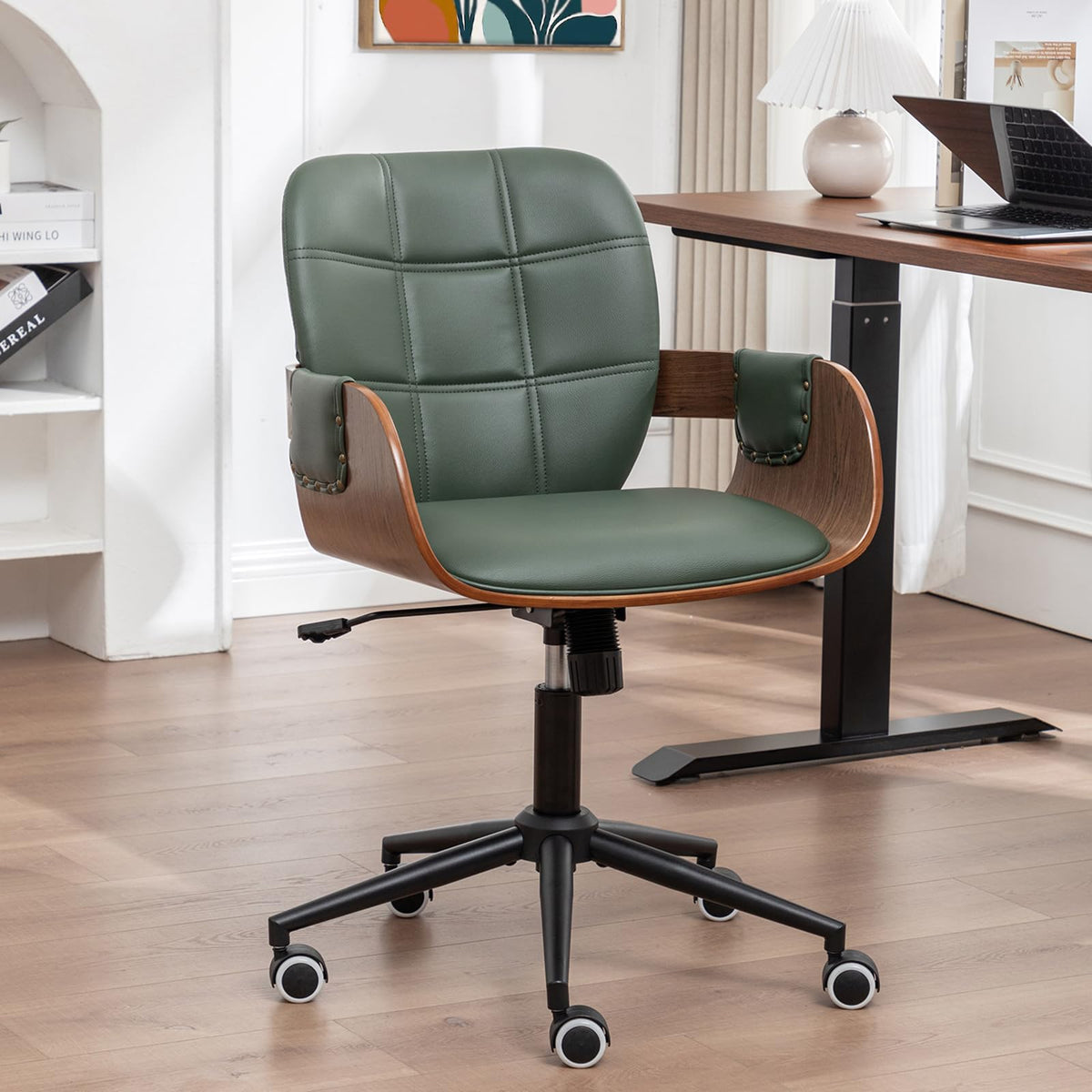 Mid-Century Faux Leather Desk Chair