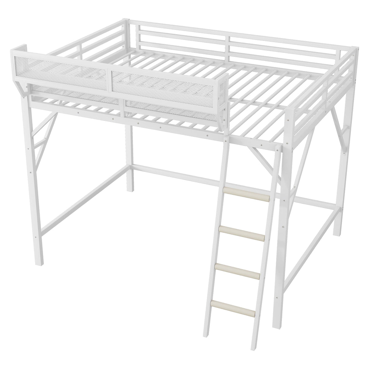 Queen Metal Loft Bed with Storage