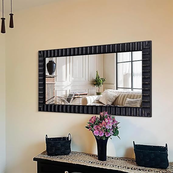 Black Wood Framed Wall Mirror