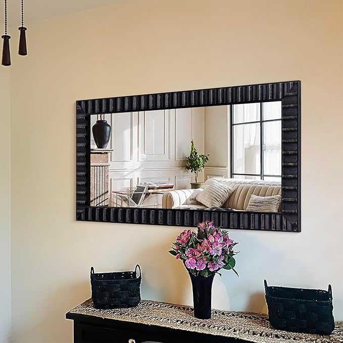 Rectangular Wood Frame Wall Mirror