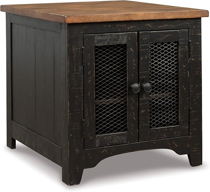 Rustic Wood Storage End Table