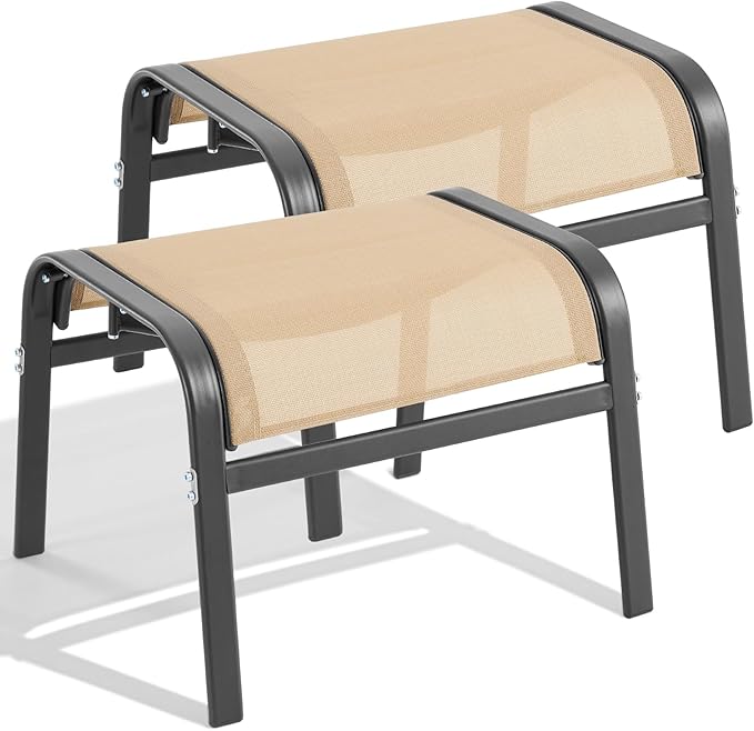 Outdoor Ottoman Set of 2 – Stackable Patio Foot Stool