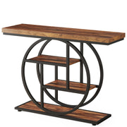 4-Tier Industrial Console Table with Circle Base