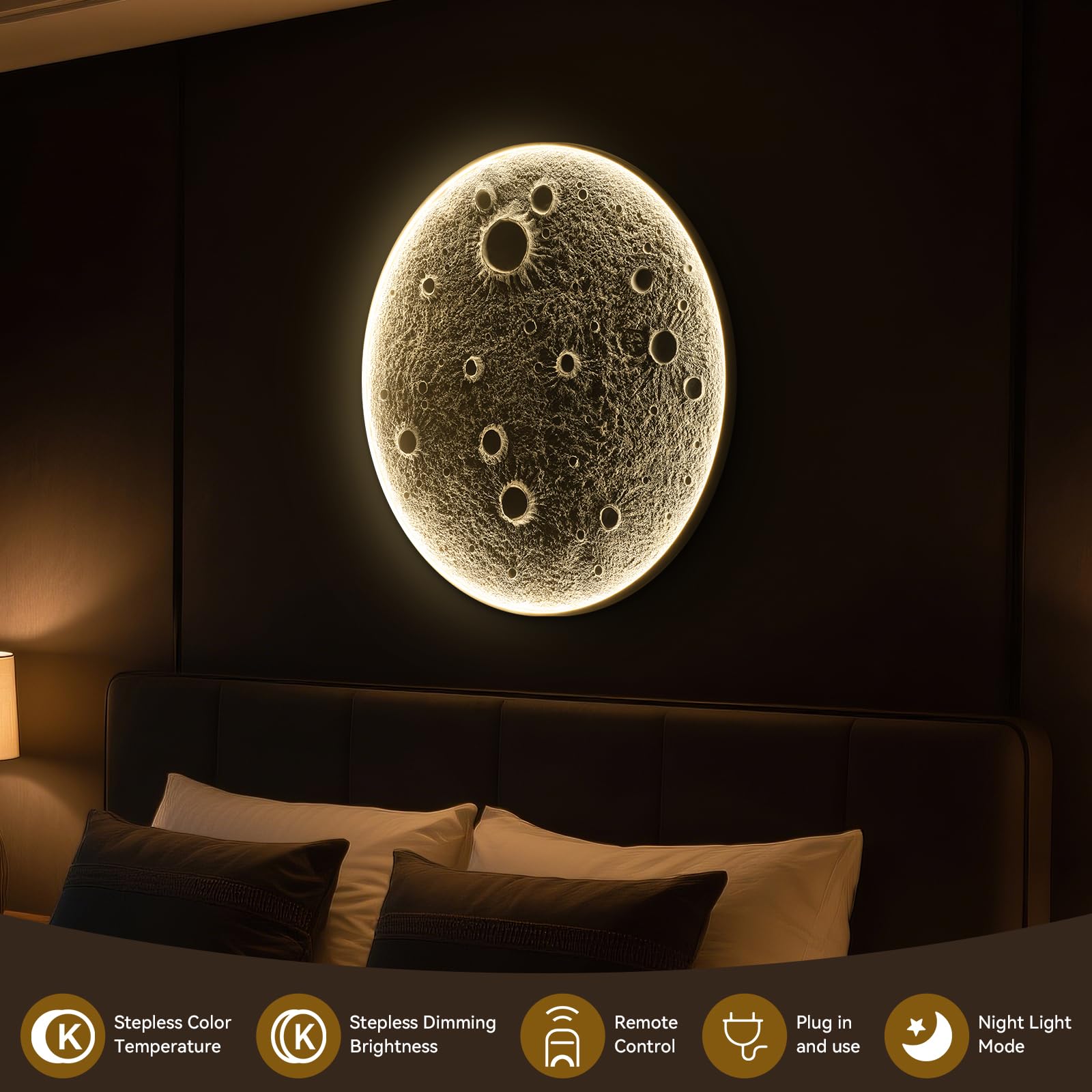 3D Moon Wall Sconce with Remote Control