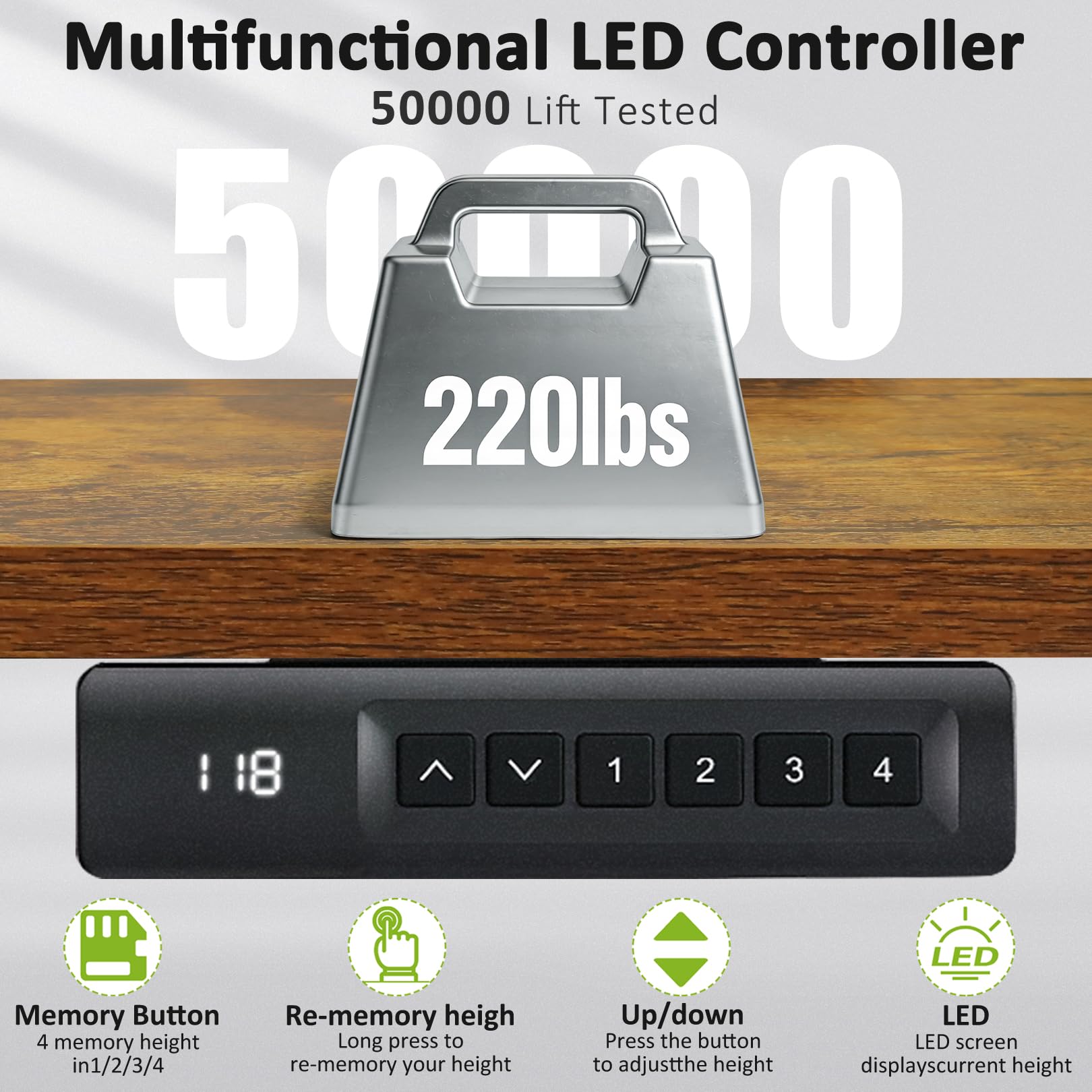 farexon 63x55 Inch L Shaped Standing Desk with Outlets, Electric Adjustable Height Stand Up Desk, Corner sit Stand Desk with Mouse Pad, Hook, Home Office Writing Gaming Computer Workstation,Brown