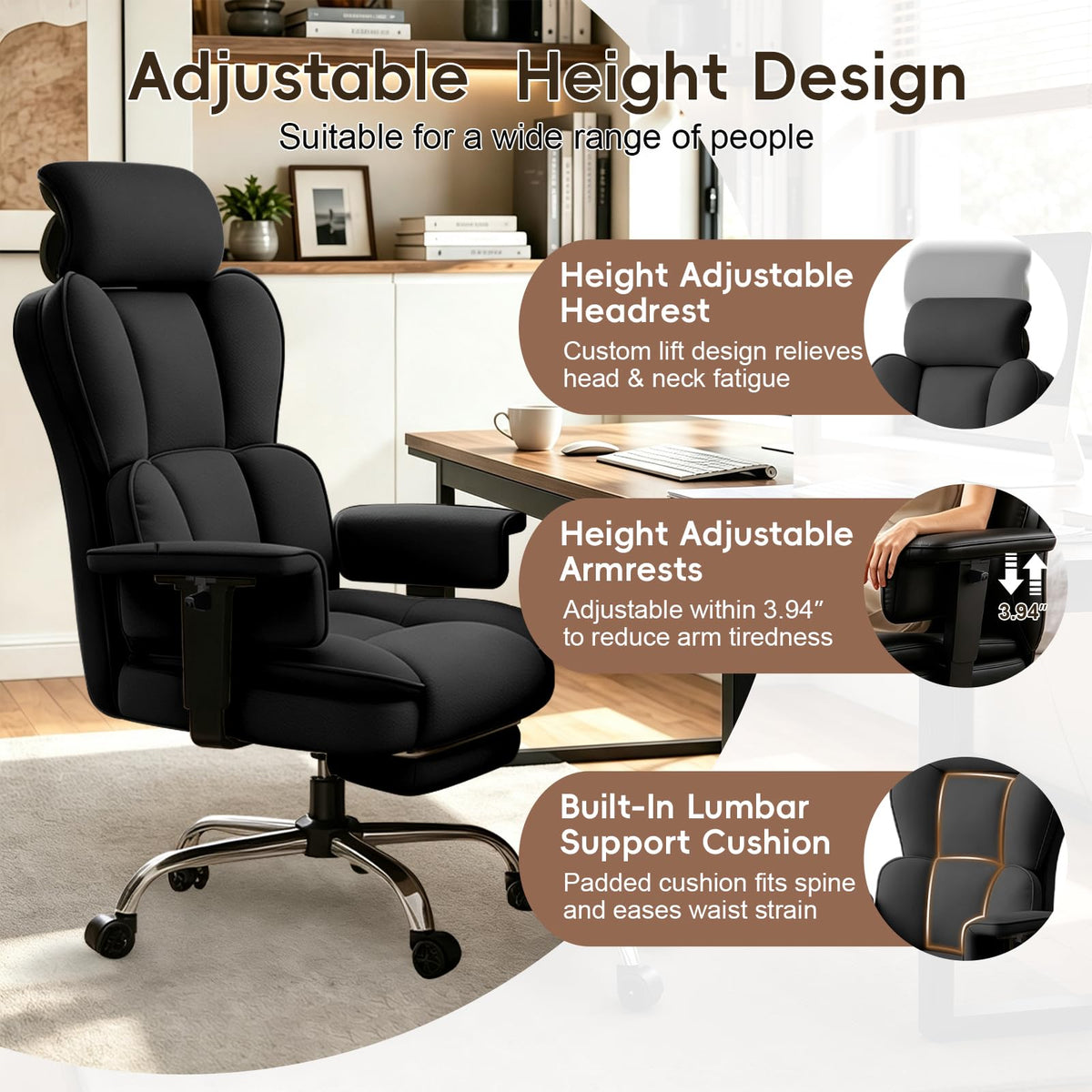Big and Tall Office Chair, Executive Ergonomic Computer Chair for Work
