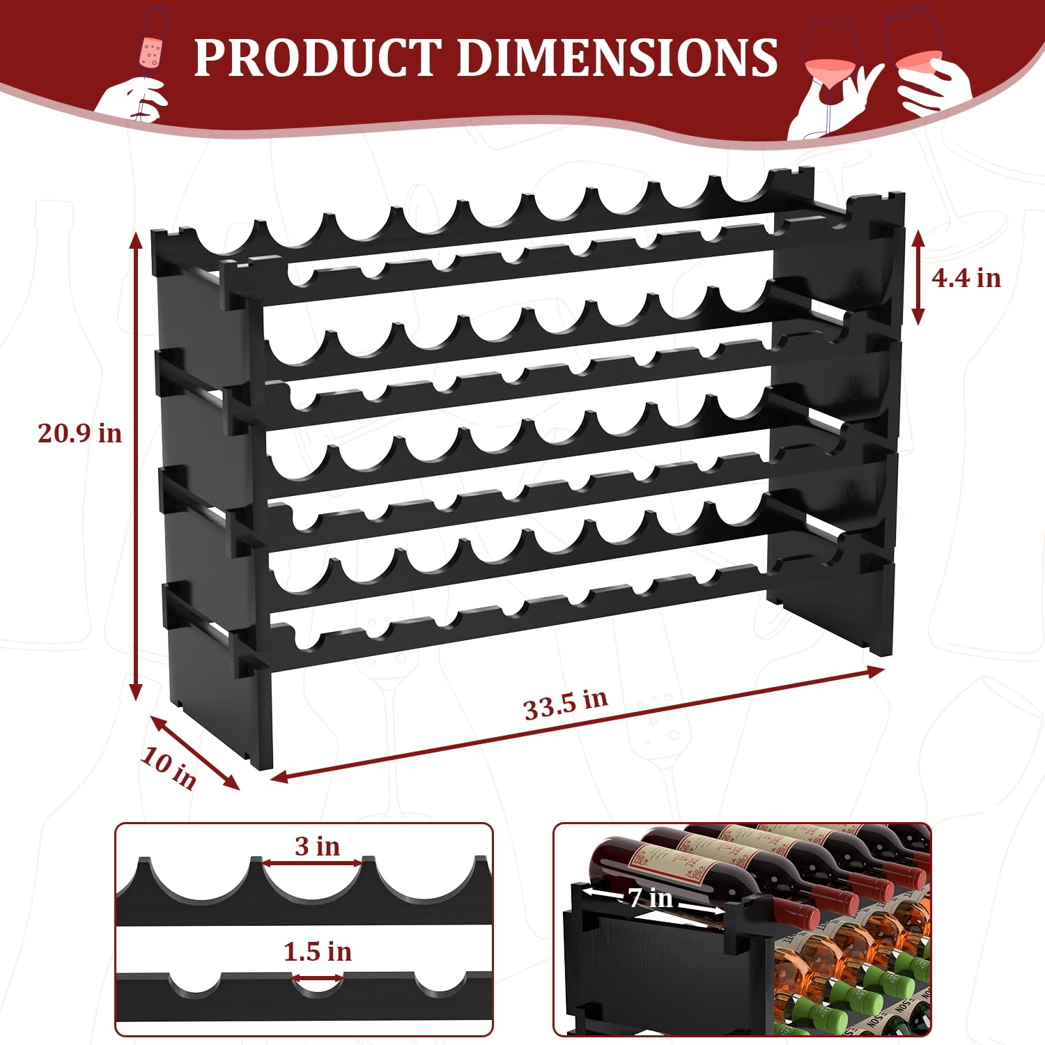 36-Bottle Bamboo Wine Rack