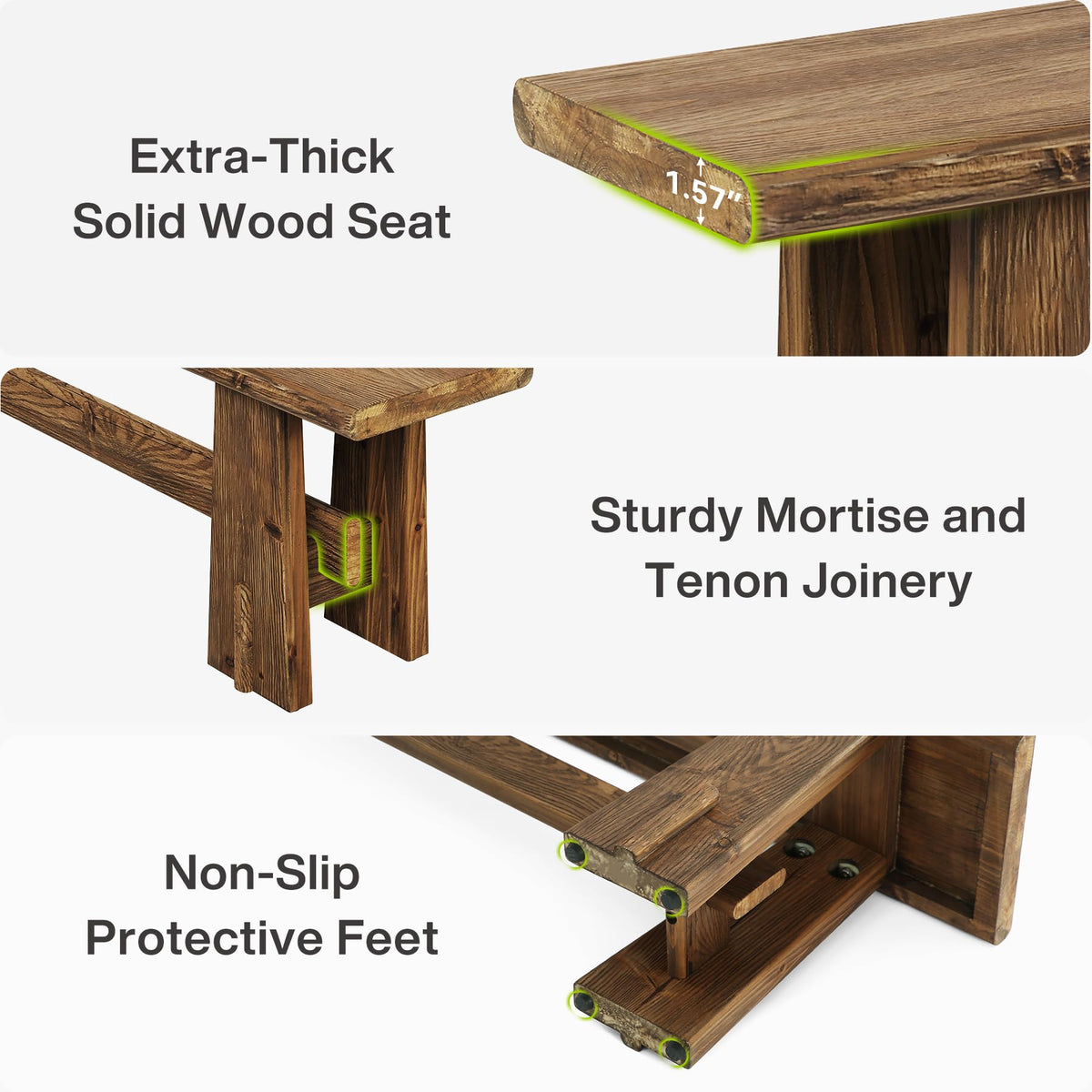 Rustic Solid Wood Bench