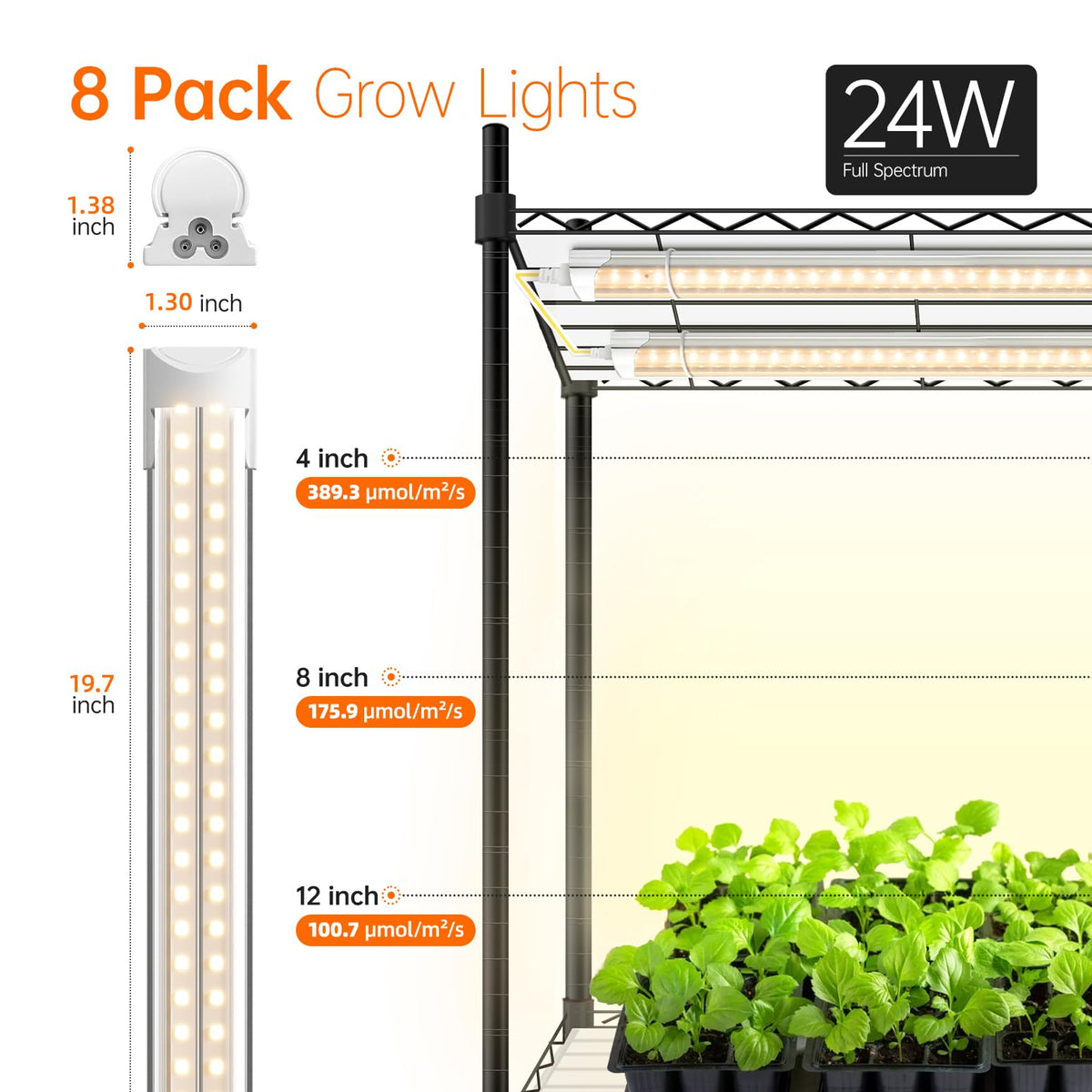 Bstrip DIY Plant Shelf with Grow Light, Adjustable, 29.5x13.8x70.9in
