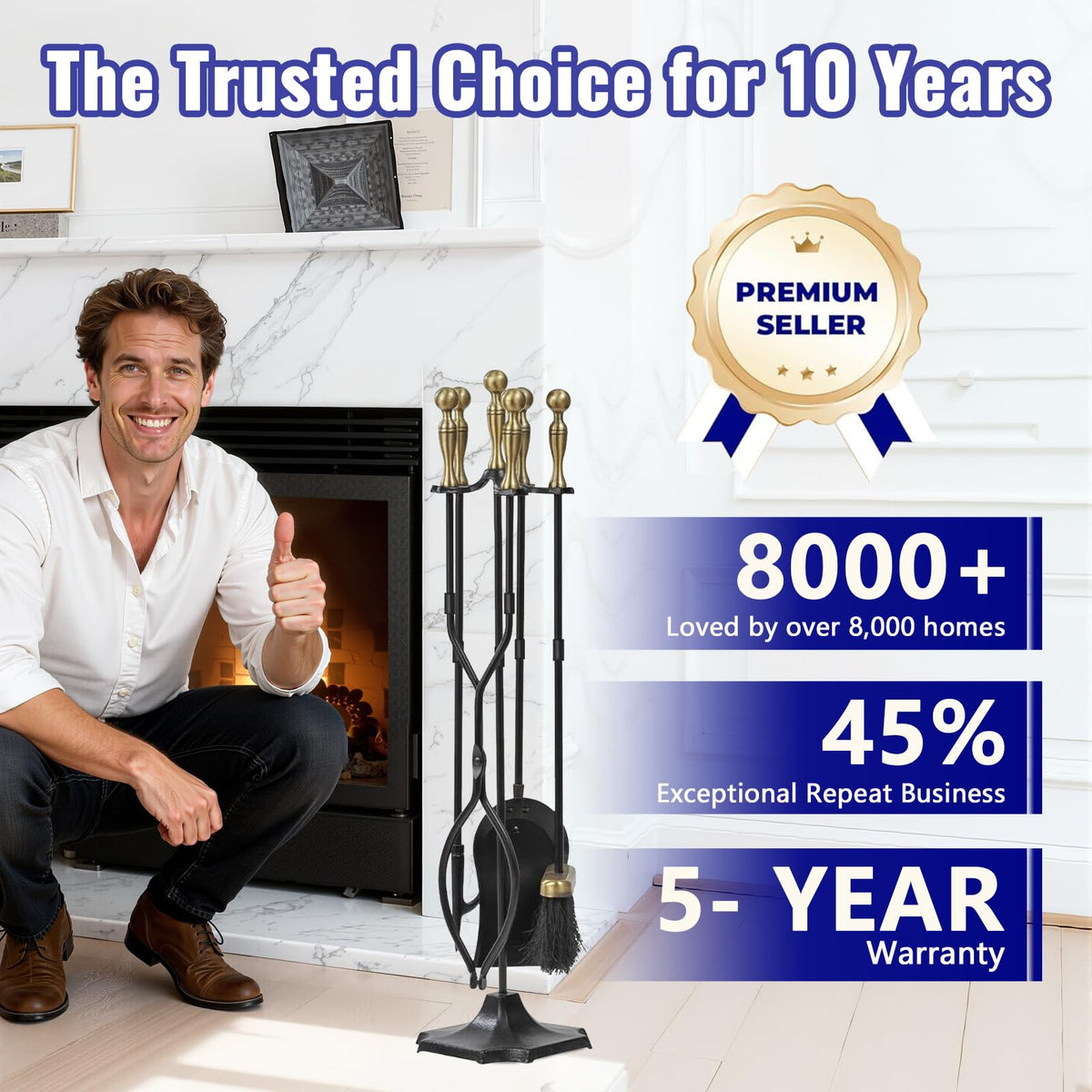 Brass Handle Fireplace Tool Set