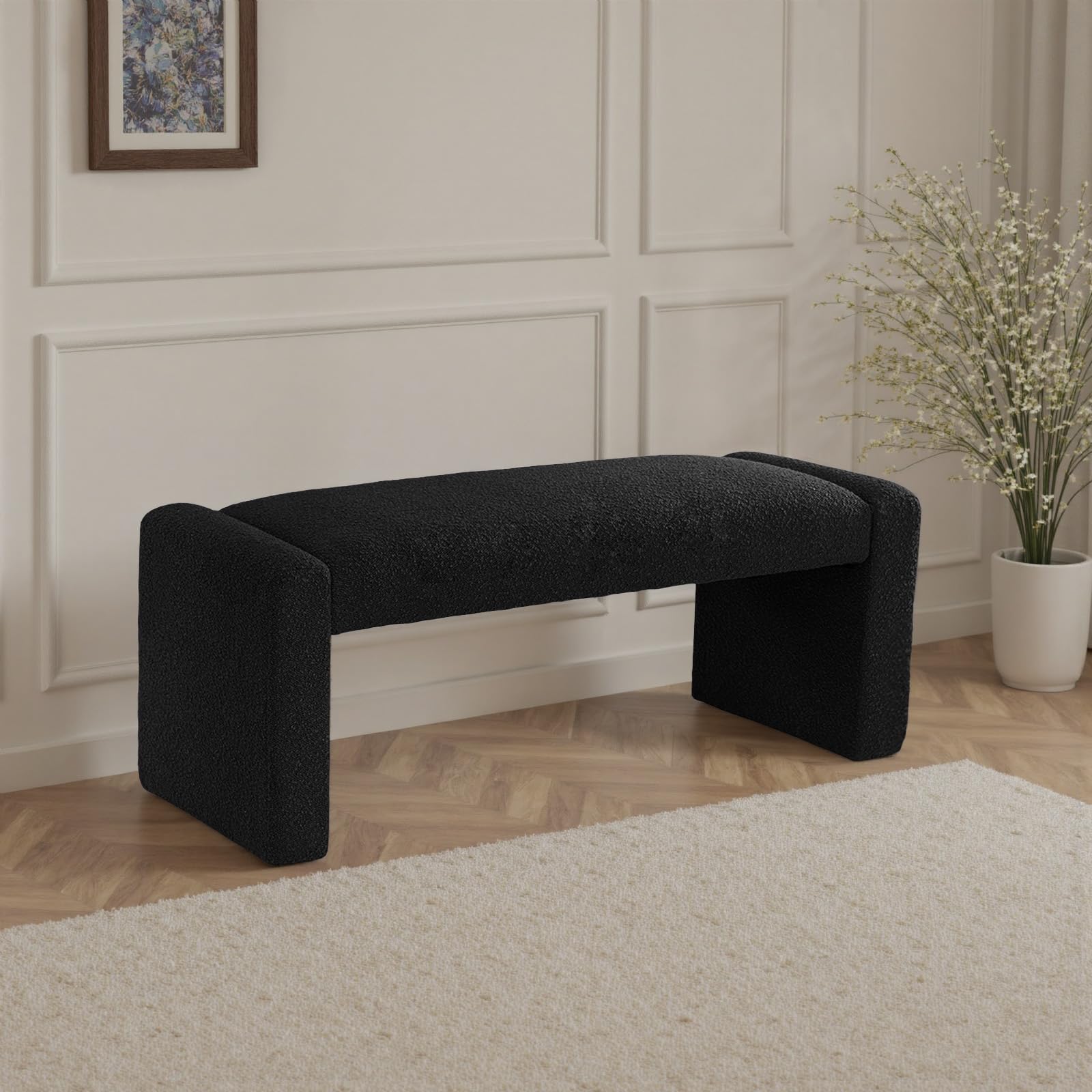Upholstered Entryway Bench with Solid Wood Frame