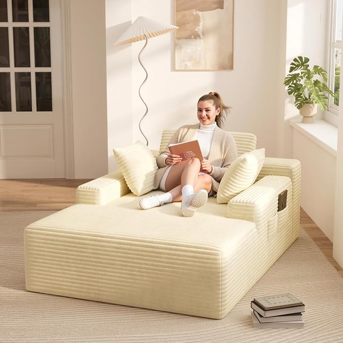 Black Corduroy Chaise Lounge