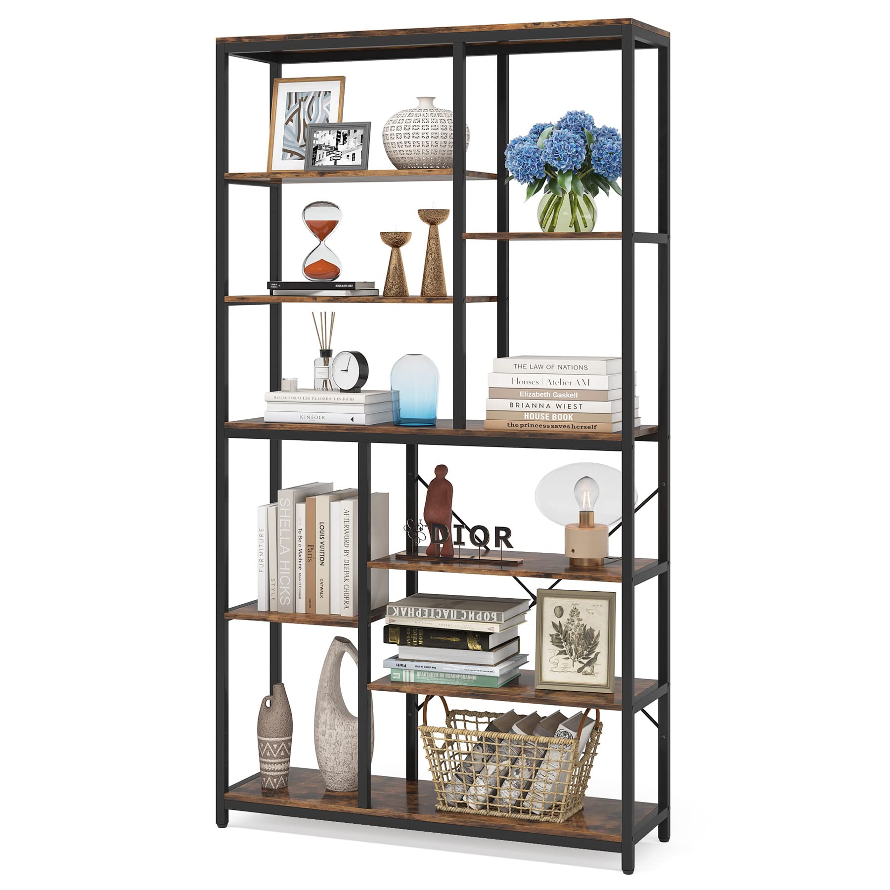8-Tier Staggered Bookcase