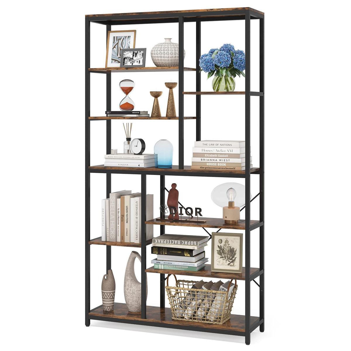 8-Tier Staggered Bookcase
