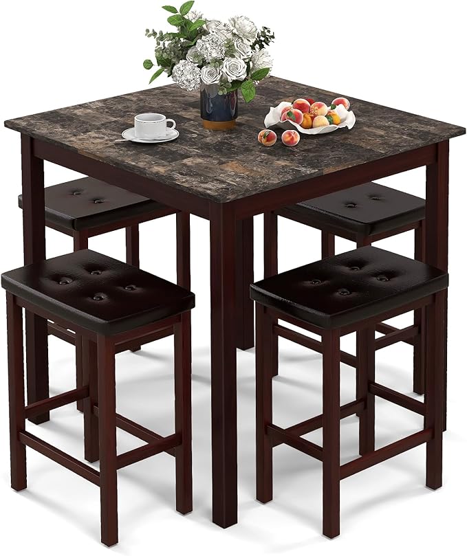 Counter Height Dining Table Set with 4 Bar Stools