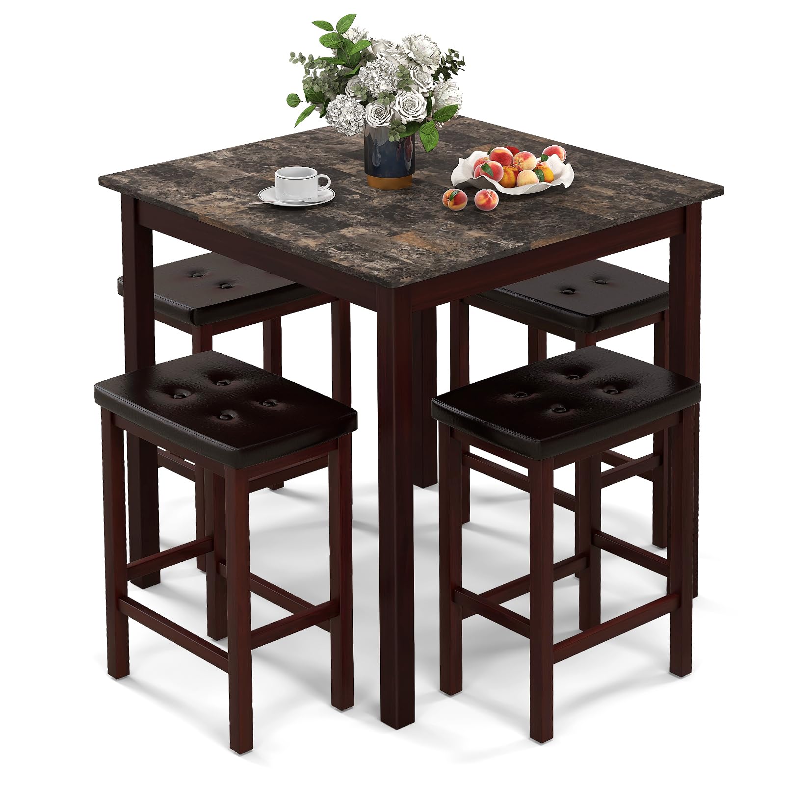 Counter Height Dining Table Set with 4 Bar Stools