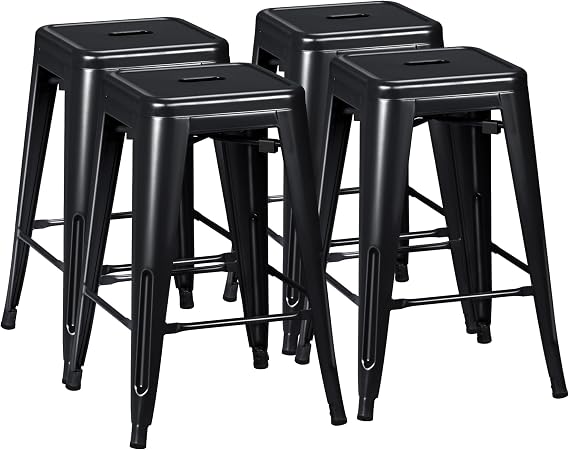 Stackable Metal Counter Stools, Set of 4