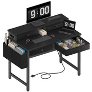 Small Desk with Drawers, Power Outlet & Monitor Stand, 31 Inch