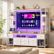 Large Entertainment Center with LED & Bookshelves