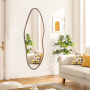 Cloud-Shaped Full Length Floor Mirror with Oak Frame