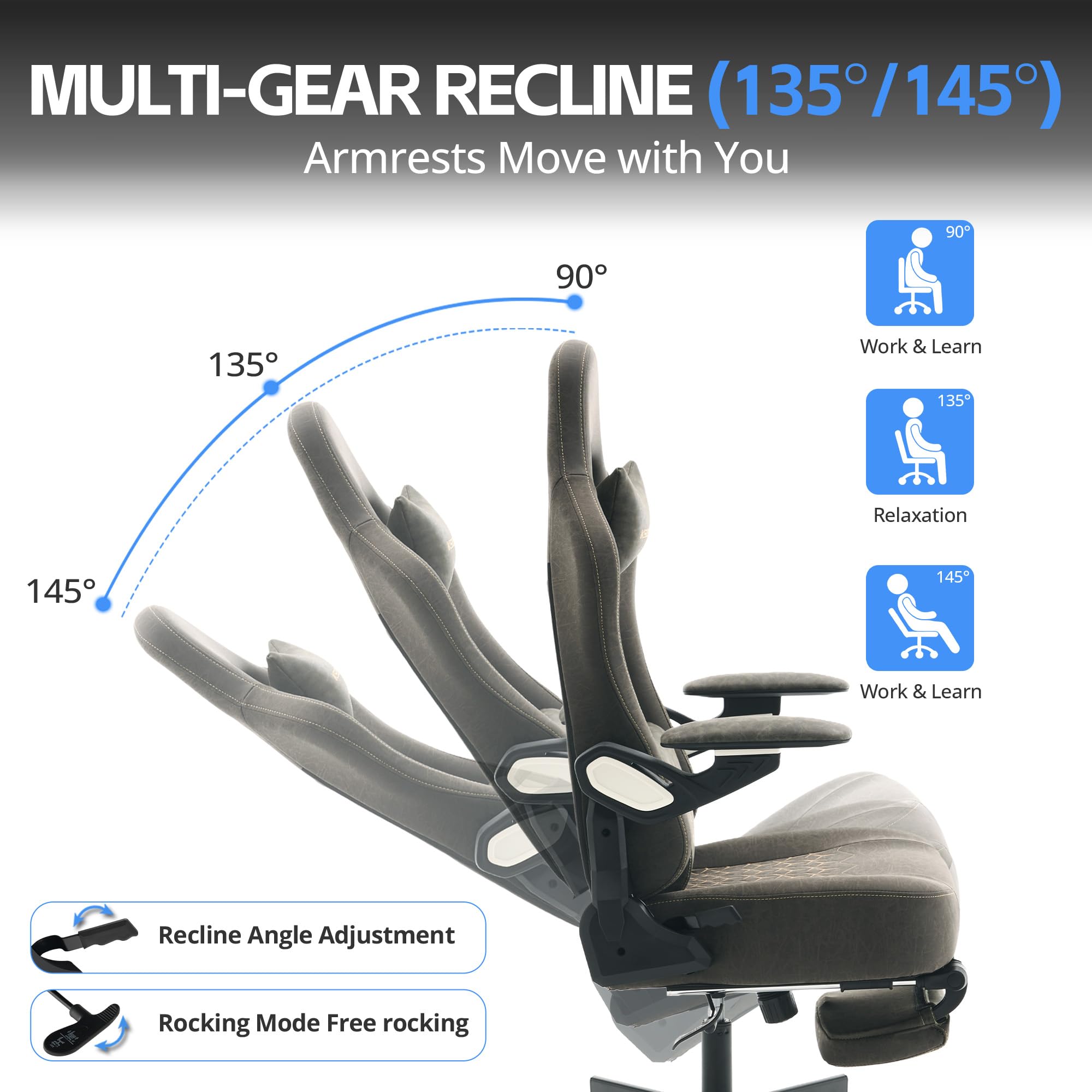 Ergonomic Gaming Chair with Mechanical Arms & Footrest