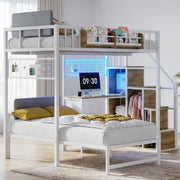 L-Shaped Loft Bunk Bed with Desk & Storage