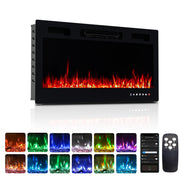 Wall-Mounted & Recessed Electric Fireplace with Remote & App Control