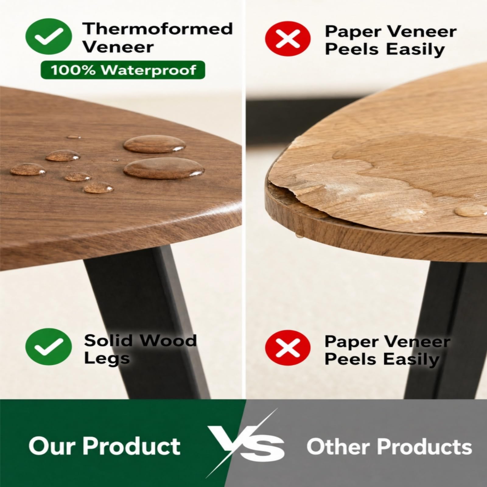 DURISEN Nesting Coffee Table Set of 2-Mid Century Modern Wooden Coffee Table,Guitar Pick Stacking Tables with Solid Wood Legs,Small Coffee Tables for Small Spaces,Living Room,Apartment(Walnut)